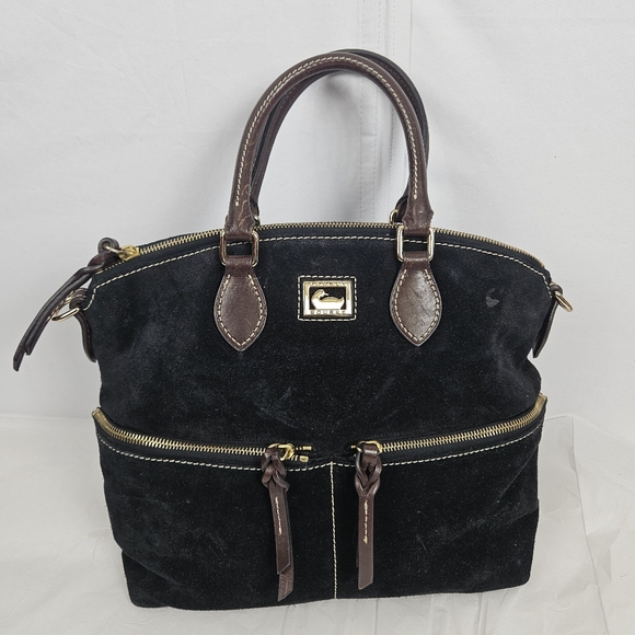 Dooney & Bourke black suede leather Satchel SS041 - Picture 1 of 16